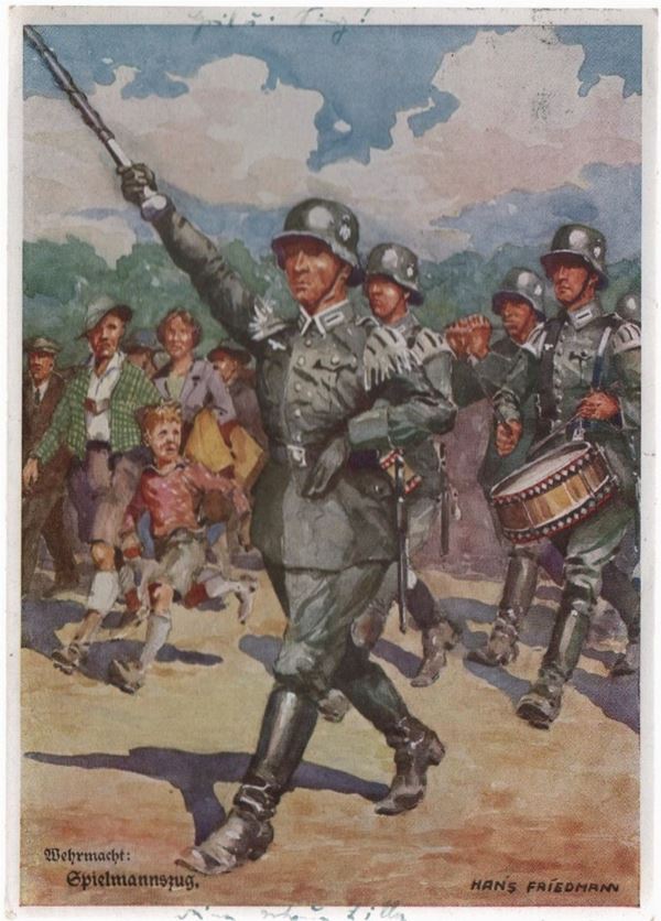 Cartolina originale della Wehrmacht - Banda di paese