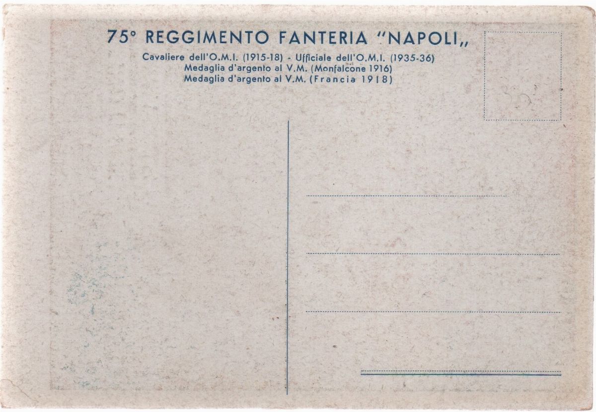 Cartolina Originale 75° Reggimento Fanteria Napoli "ignis in Corde.." - Somalia