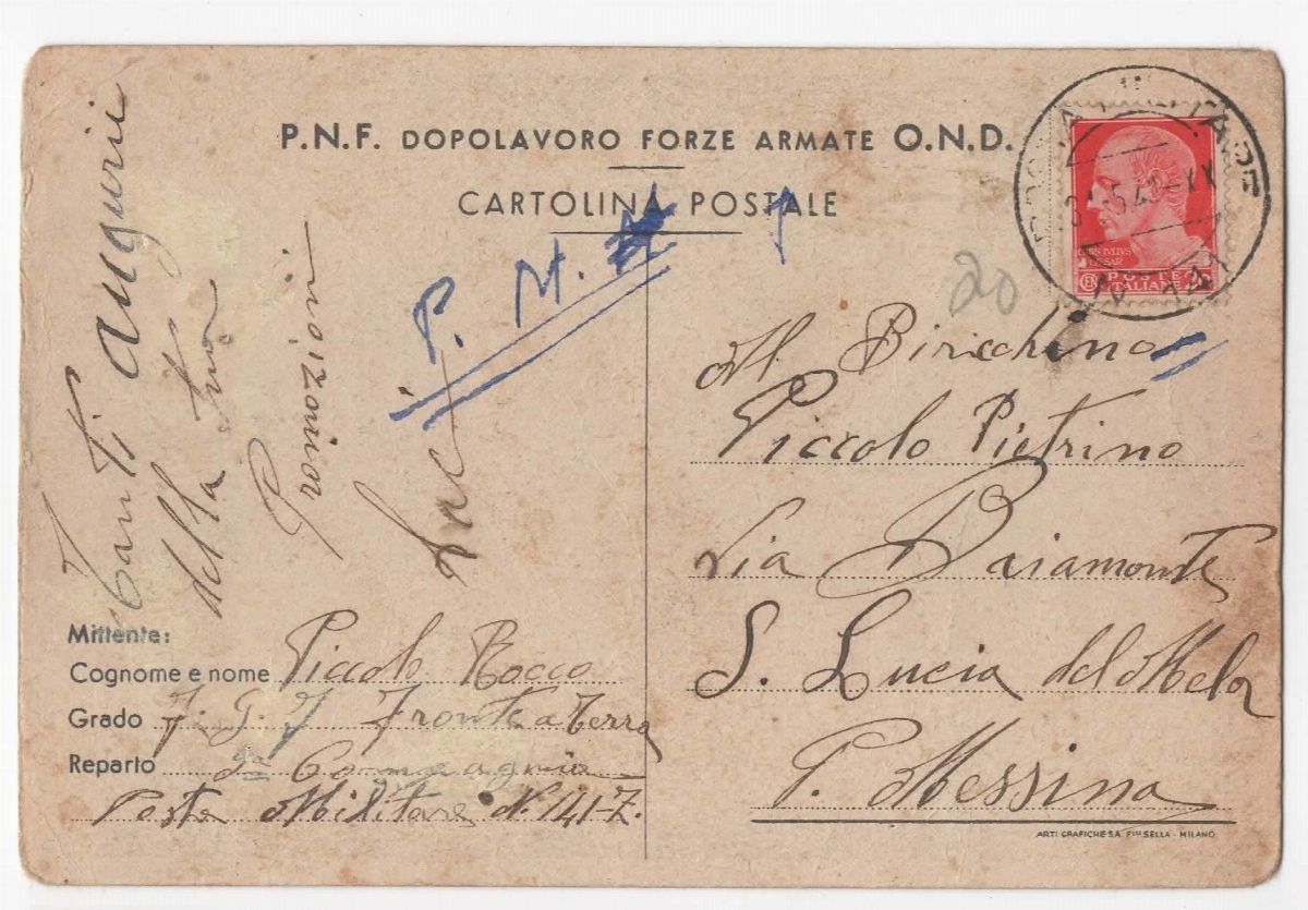 Cartolina Originale Pnf Dopolavoro Forze Armate o.n.D.