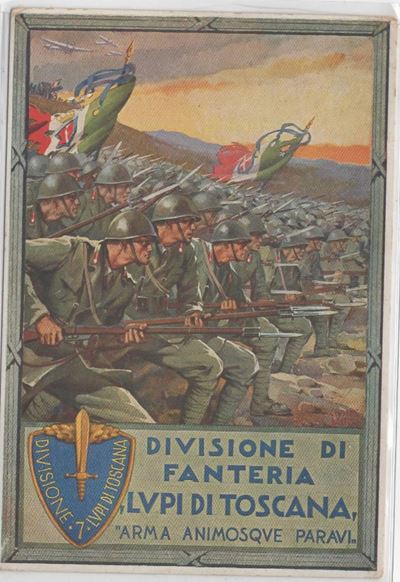 Cartolina Originale Divisione Fanteria "lupi di Toscana"