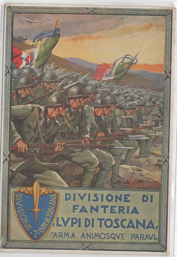 Original postcard "Lupi di Toscana" infantry division
