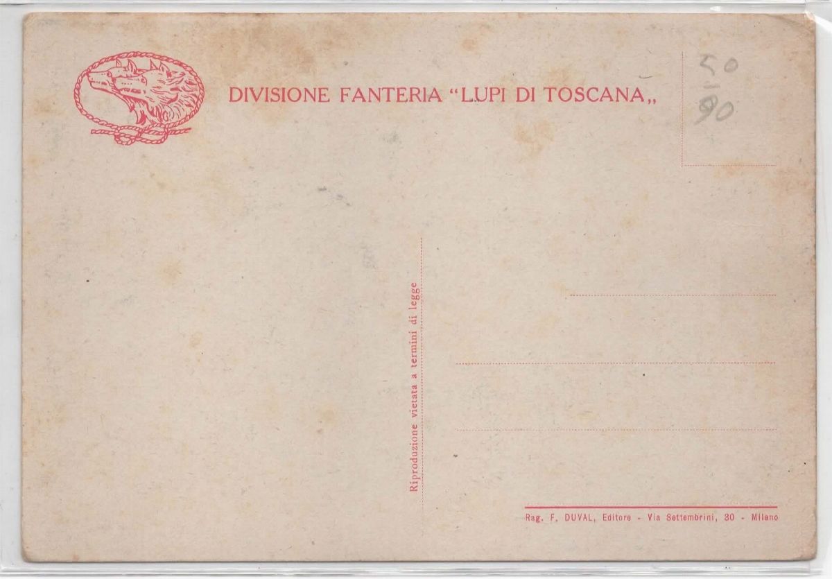 Cartolina Originale Divisione Fanteria "lupi di Toscana"