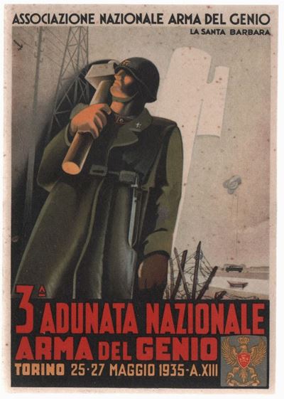 Cartolina A.n.a.g. "la S. Barbara" 3a Adunata Nazionale - Arma del Genio - Torino 25-27 Maggio 19...
