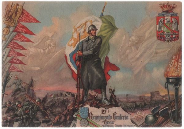 Cartolina originale 27° reggimento fanteria Pavia