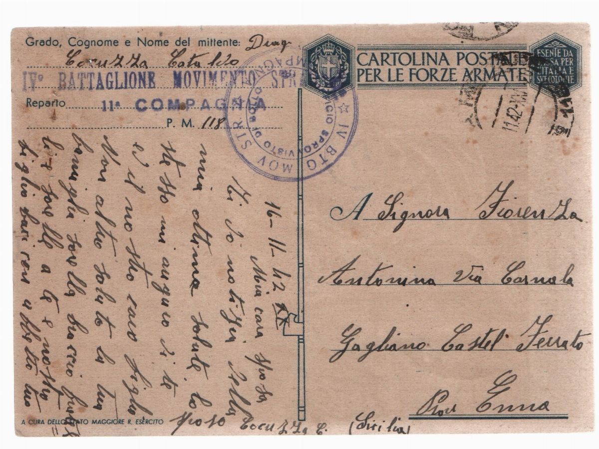 Cartolina Originale in Franchigia Militare - Bassorilievi Romani "per la Patria Si Rinunzia al Su...