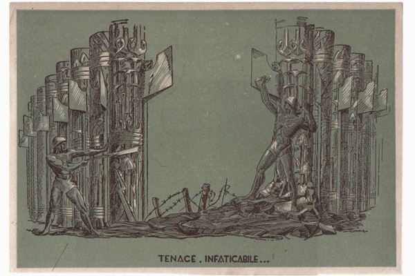 Original postcard of the genius weapon "school of officers pupils completion of the genius - Pavia"
