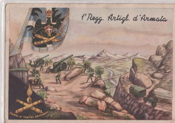 Original Casale Monferrato postcard - 1st Army Artillery Regiment -
