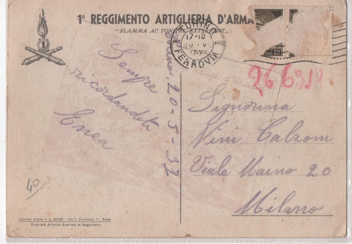 Cartolina Originale Casale Monferrato - I°reggimento Artiglieria D'armata-