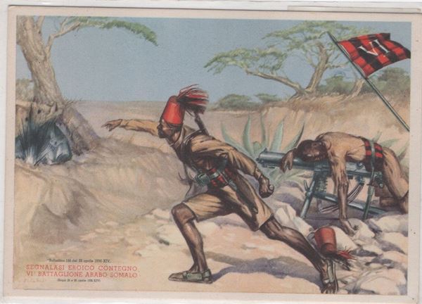Cartolina originale Vi battaglione arabo- somalo