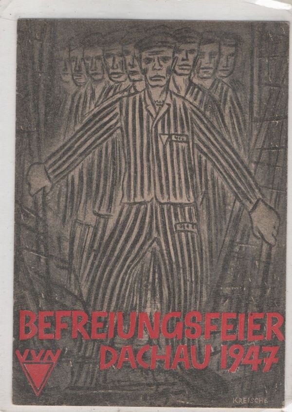 Rare original postcard "Celebration of the liberation of Dachau" 18.05.1947