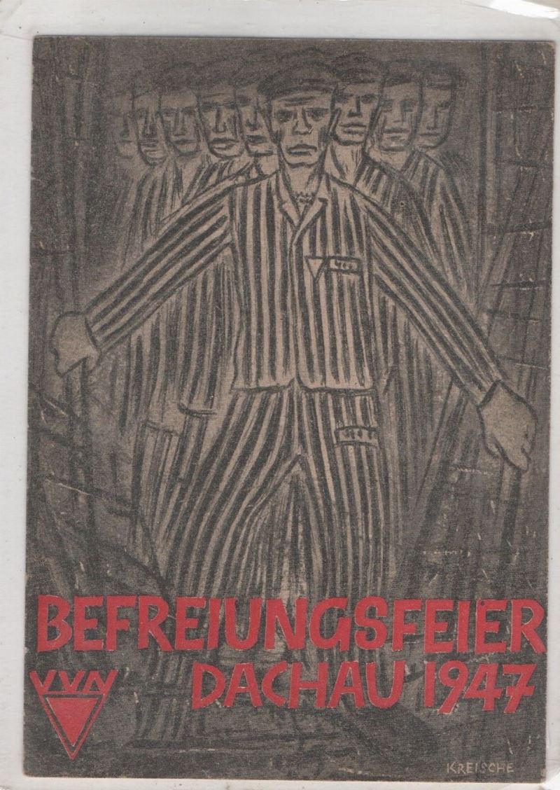 Cartolina Originale Rara "celebrazione della Liberazione di Dachau" 18.05.1947