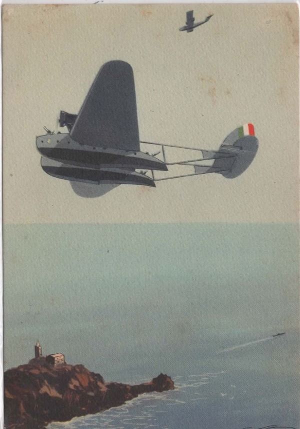Rare original postcard - "Airplane Weapon Seaplane