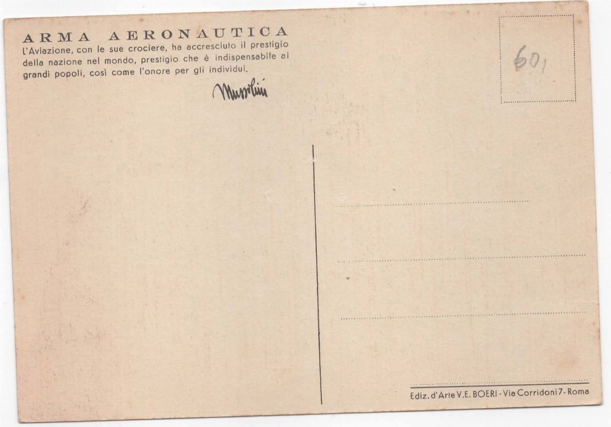 Cartolina Originale Rara - "arma Aeronautica Idrovolante
