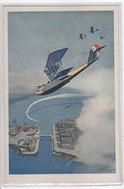 Cartolina Originale Propaganda Aviazione Jonio e Basso Adriatico- Taranto alla Littoria