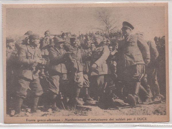 Cartolina originale propaganda del P.N.F. fronte Greco Albanese 1940