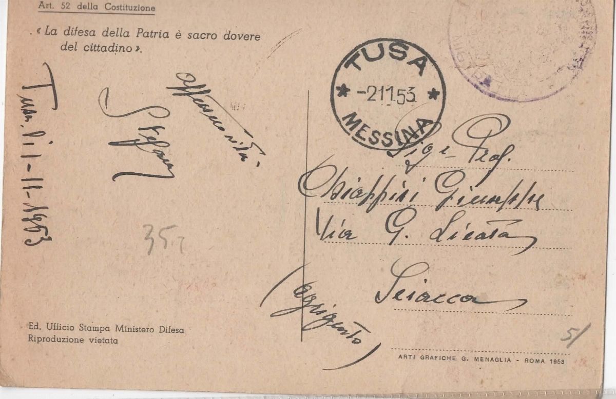 Cartolina Originale Giornata delle Forze Armate 4 Novembre 1953