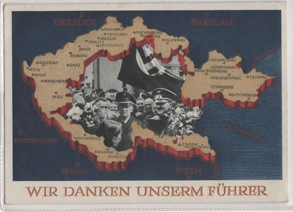 Cartolina originale di propaganda nazista " wir danken unserm fuhrer"