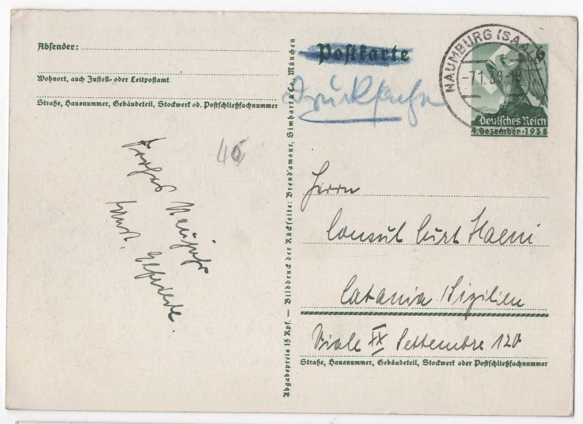 Cartolina Originale di Propaganda Nazista " Wir Danken Unserm Fuhrer"
