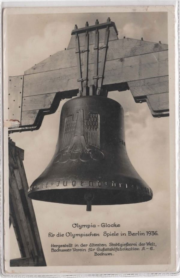 Cartolina originale Campana olimpica per le olimpiadi di Berlino 1936
