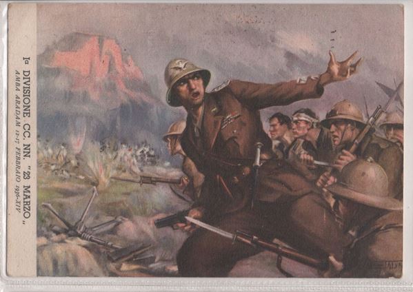 Postcard or original colonial Ethiopia 1st division CC. NN. March 23 AD Amba Aradam