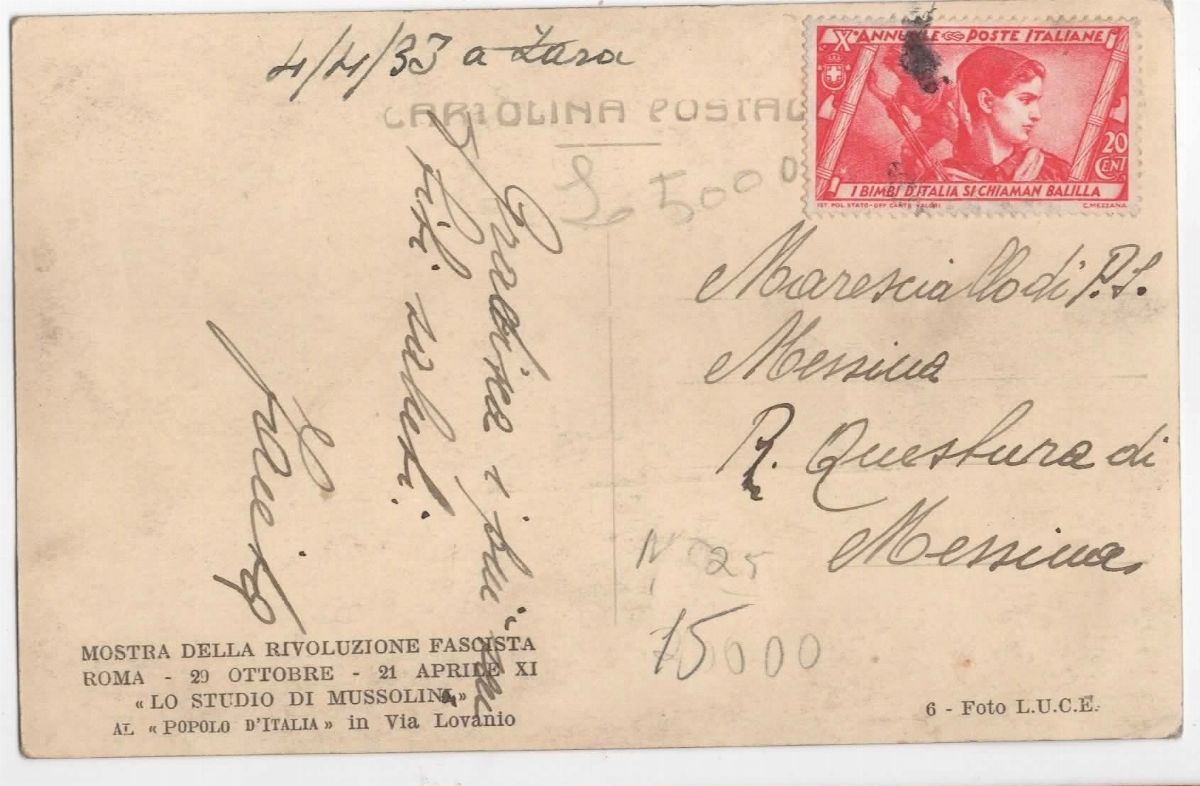 Cartolina Originale Mostra della Rivoluzione Fascista, Roma 20 Ottobre - 21 Aprile 1933, lo Studi...