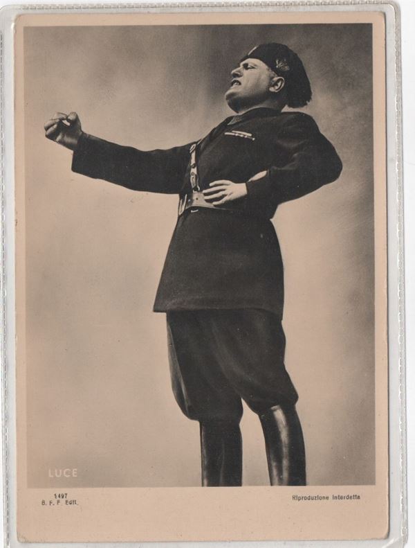 Original Mussolini photographic postcard