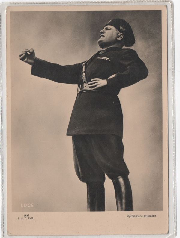 Cartolina fotografica originale Mussolini
