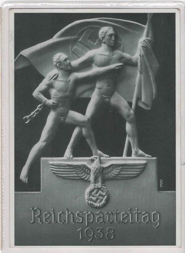 Original postcard from German propaganda Reichsparteitag 1938 - Feast day