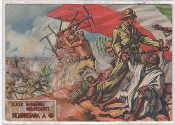 Rare original postcard XXIX battalion complements "peloritana" infantry division