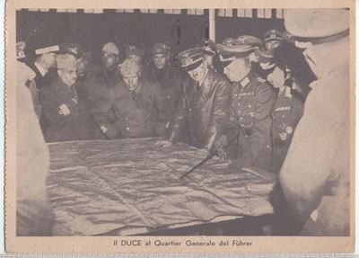 Cartolina Originale Propaganda "il Duce al Quartier Generale del Fuhrer"