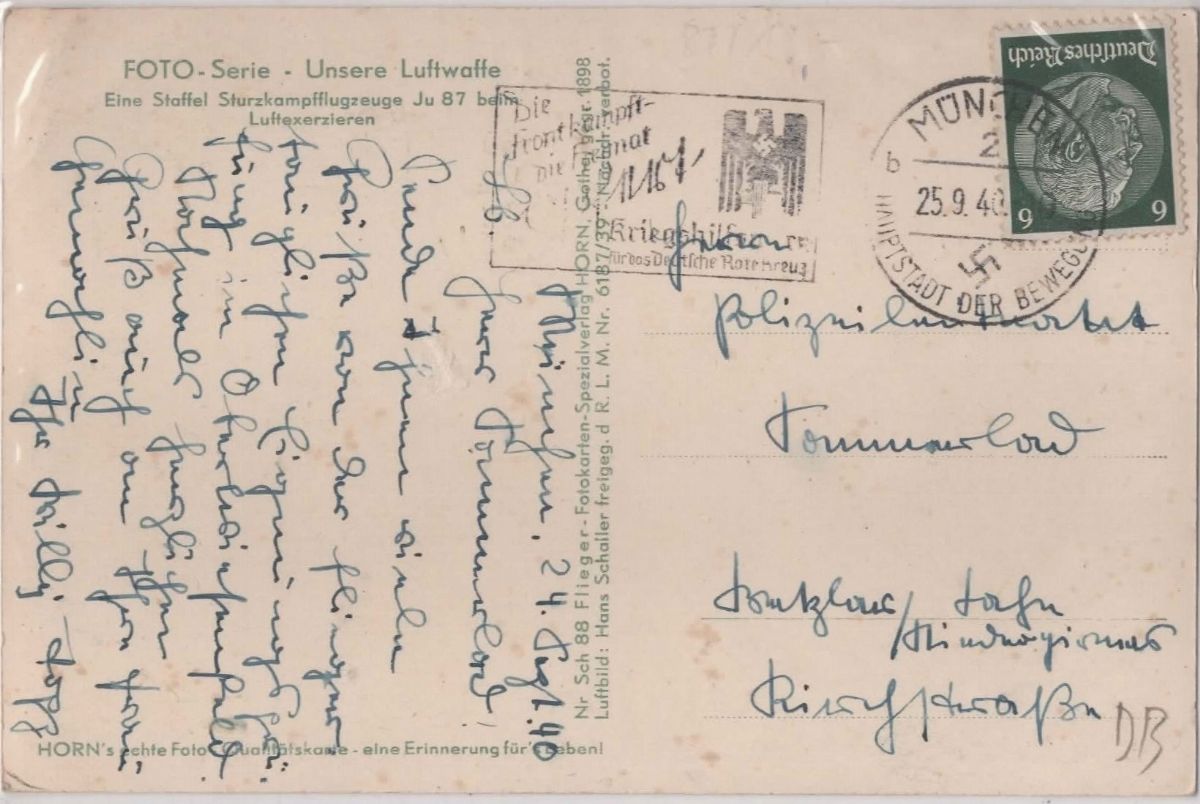 Cartolina originale fotografica serie -Unsere Luftwaffe- "La nostra aeronautica"