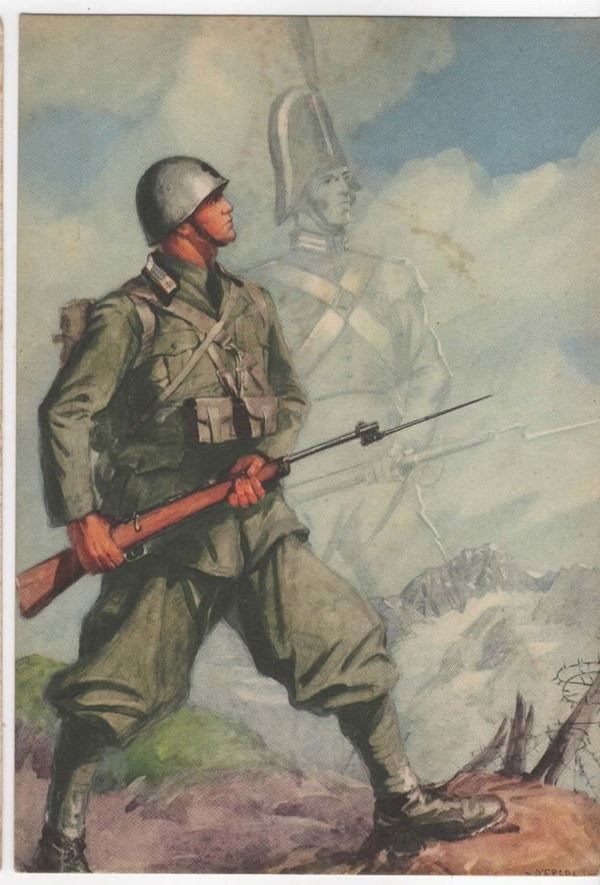 Original postcard "Weapon of the royal carabinieri circa 1940