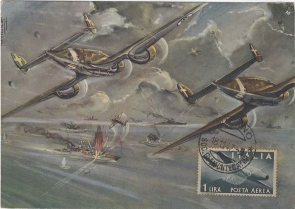 Original rare aviation postcard "it's the fascist wing" 1938