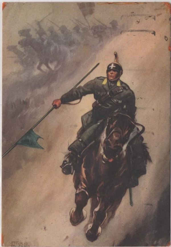 Rare original postcard "Genoa- Cavalry"