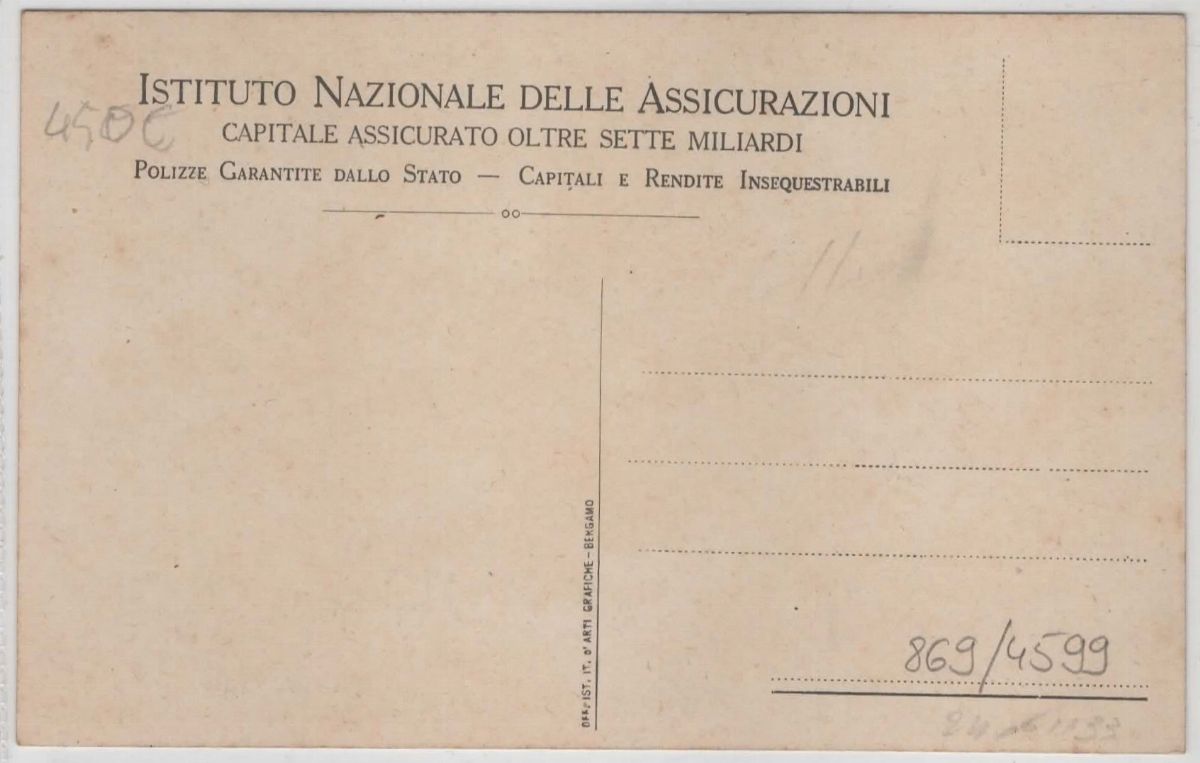 Cartolina originale Istituto Nazionale delle Assicurazioni