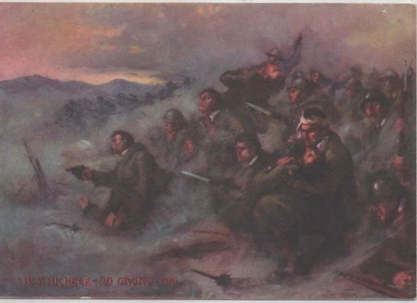 Rare original postcard 10th Infantry Regiment "Regina" Monte S. Michele - June 20, 1916
