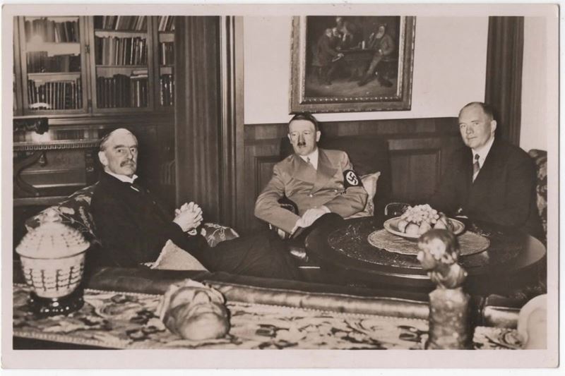 Cartolina Fotografica Originale- Visita del Primo Ministro Inglese Neville Chamberlain nella Resi...