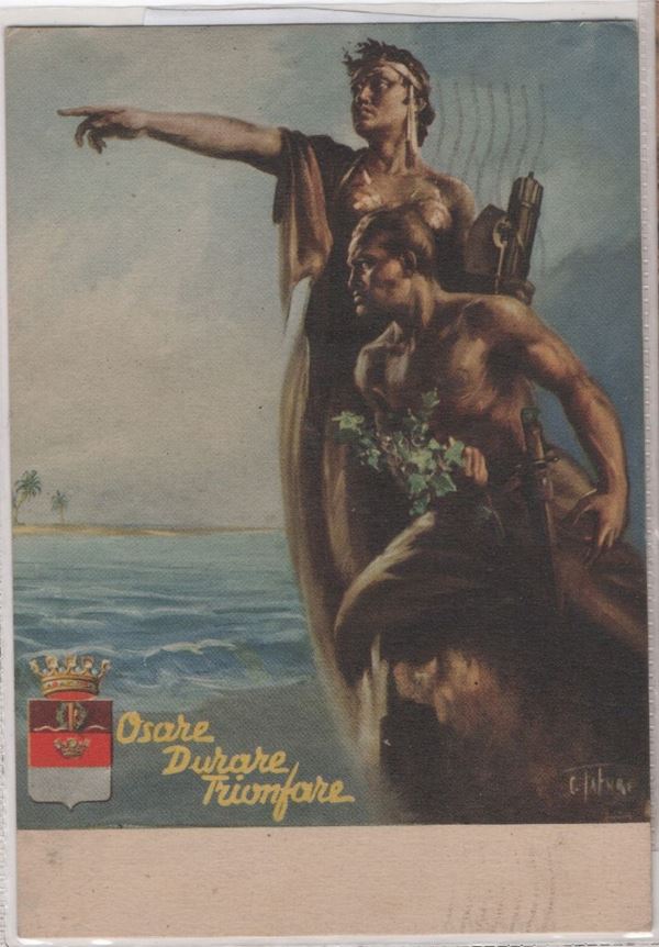 Original postcard school cadets of comento-dare-last-triumph