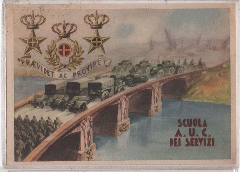 Cartolina originale scuola A.V.C. dei servizi "Praevident ec providet"1942