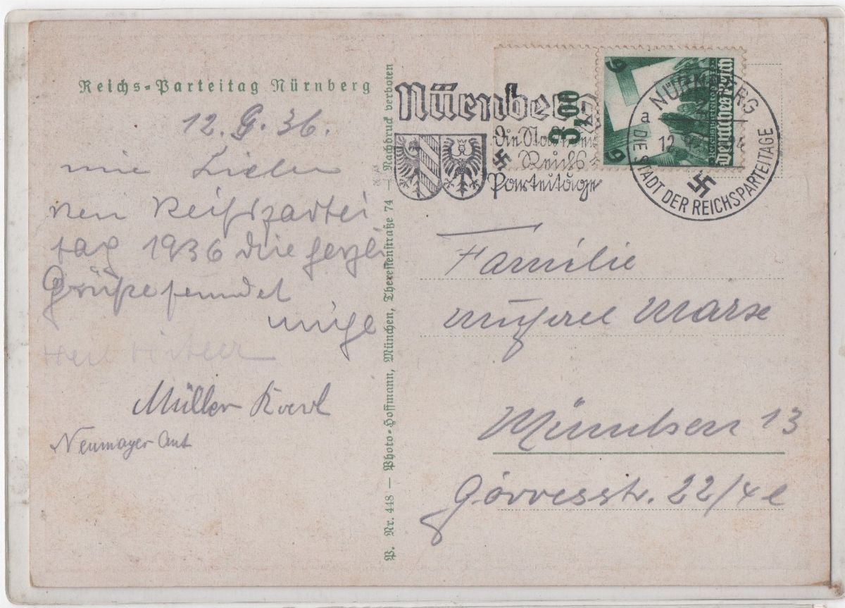Cartolina Originale Vi Congresso del Partito del Reich a Norimberga 1936