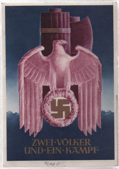 Rara Cartolina Originale "zwei- Vocker Und- Ein- Kampf"