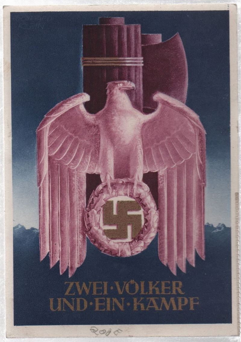 Rara Cartolina Originale "zwei- Vocker Und- Ein- Kampf"