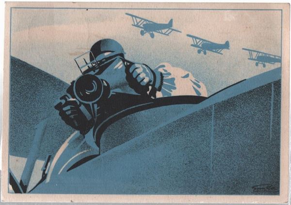 Cartolina originale del ministero dell'aeronautica- "Lo specialista dell'aereonautica: Il fotografo"
