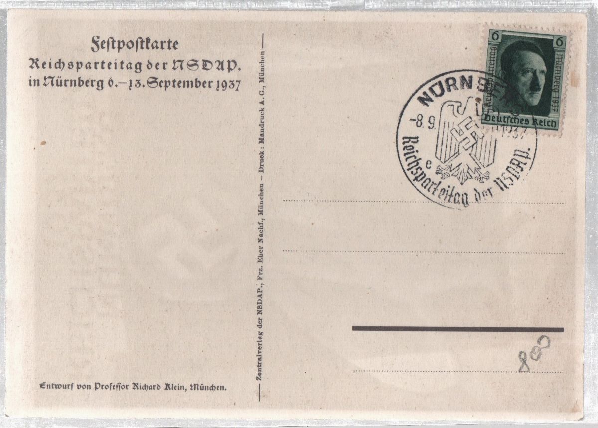 Cartolina Originale Conferenza del Partito del Reich -normimberga 1937