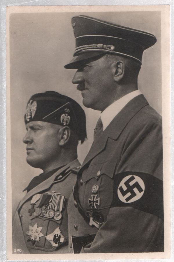 Original photographic postcard Adolf Hitler and Benito Mussolini 1935