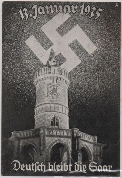 Cartolina Rara 13 Gennaio 1935 "la Saar Resta Tedesca"