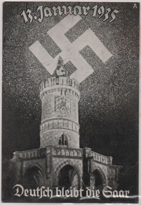 Cartolina rara 13 gennaio 1935 "la saar resta tedesca"