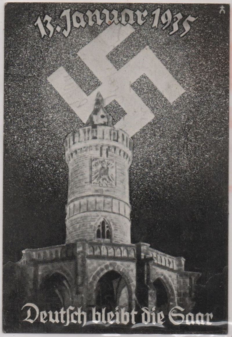Cartolina Rara 13 Gennaio 1935 "la Saar Resta Tedesca"