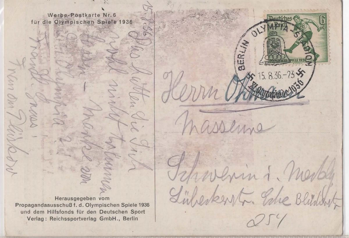 Cartolina Originale Propaganda con Portatore della Torcia Olimpia - Berlino 1936