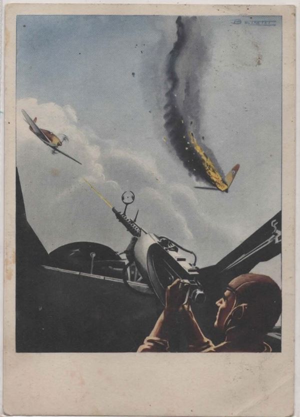 Rara cartolina arma aeronautica- combattimento aereo